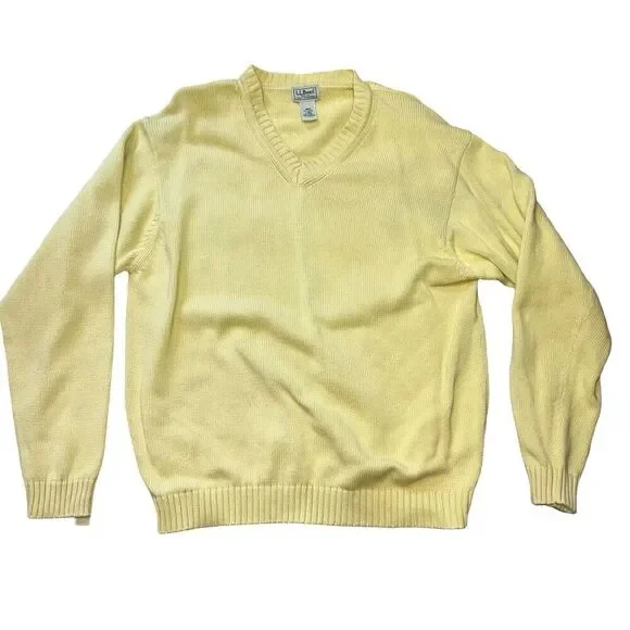 Vtg L.L Bean Sweater Men's Size L-REG Yellow Knitted Pullover Sweater - Picture 2 of 11